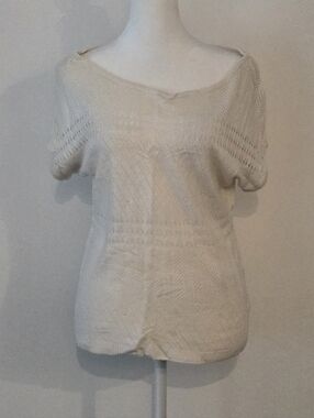 Women’s Cream Knit Short-Sleeve Sweater